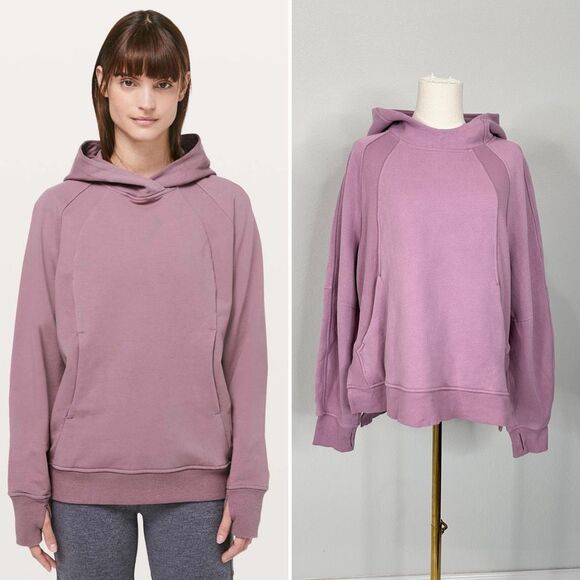 Lululemon Scuba Oversized Funnel Neck Side-Slit Hoodie M/L Athleisure Cozy Mauve - Picture 1 of 16